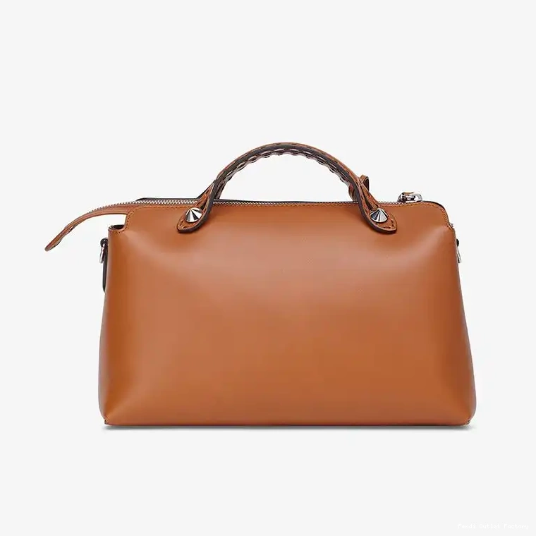 Affordable HOT Bag The Medium In By Logo Brown Way Leather Fendi Calf Boston ROMA 0327